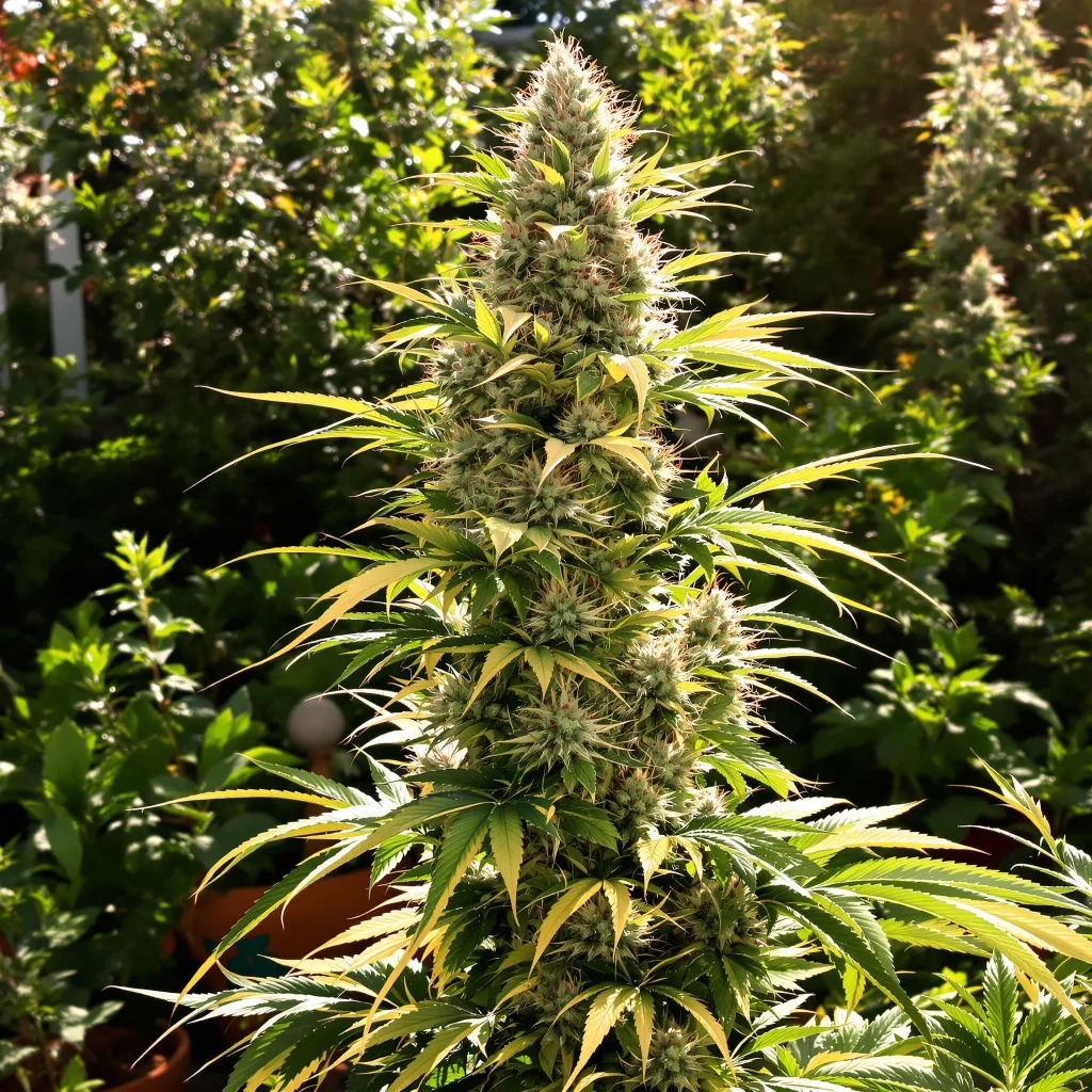 Maui Pineapple Chunk 41% Indica / 59% Sativa — Blüte mit sichtbaren Trichomen