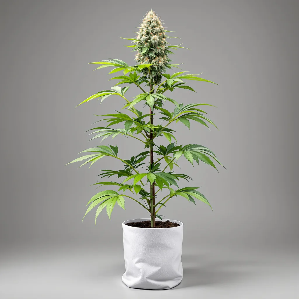 Maxi Gom Cannabisblüte Nahaufnahme mit ausgewogene Blütenstruktur mit eisigen Trichomen