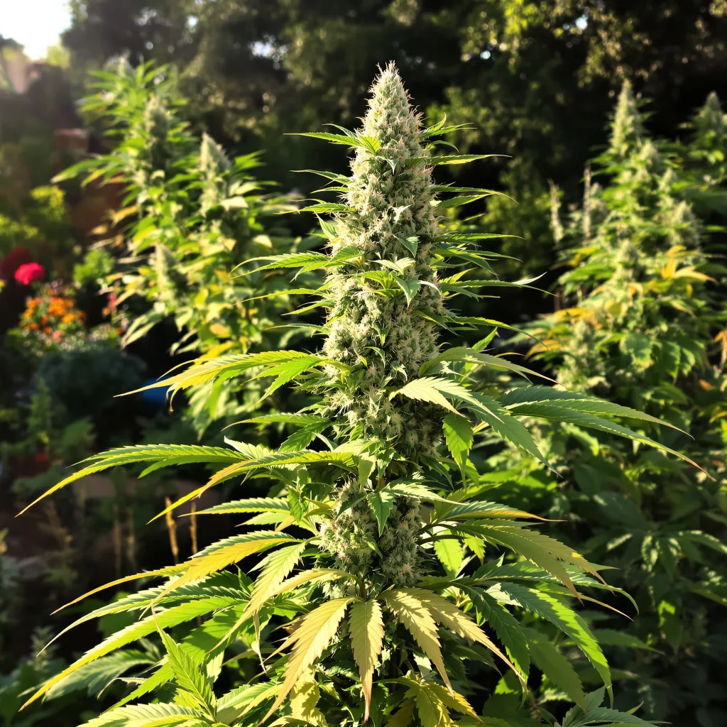 Maxi Gom 54% Indica / 46% Sativa — Blüte mit sichtbaren Trichomen