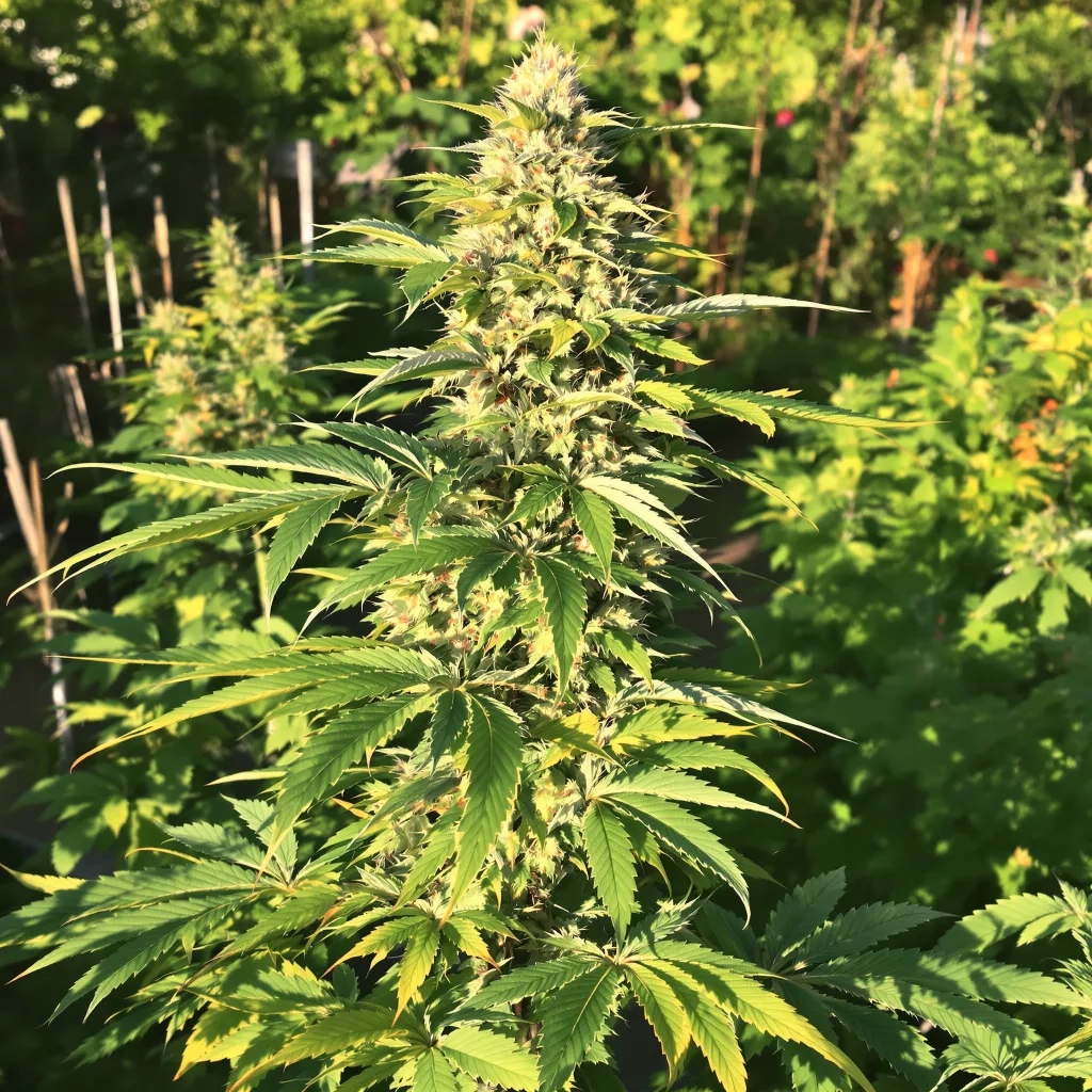 Mazar 73% Indica / 27% Sativa — Blüte mit sichtbaren Trichomen
