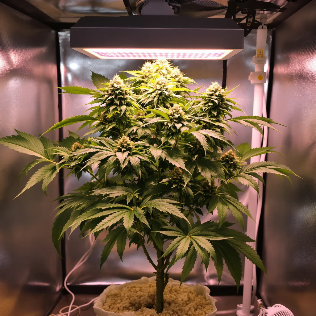 Mazar I Sharif 80% Indica / 20% Sativa — Blüte mit sichtbaren Trichomen