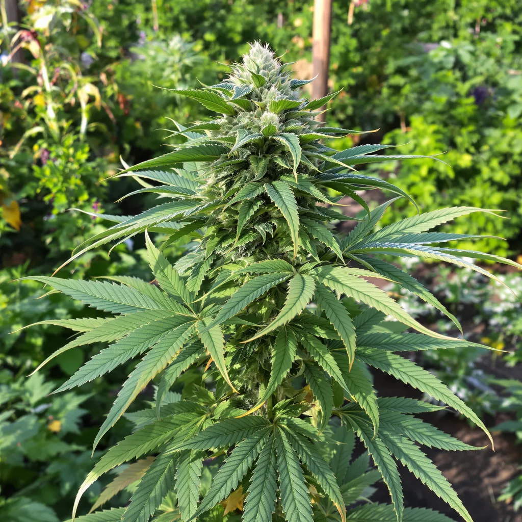 Mazar I Sharif 80% Indica / 20% Sativa — Blüte mit sichtbaren Trichomen