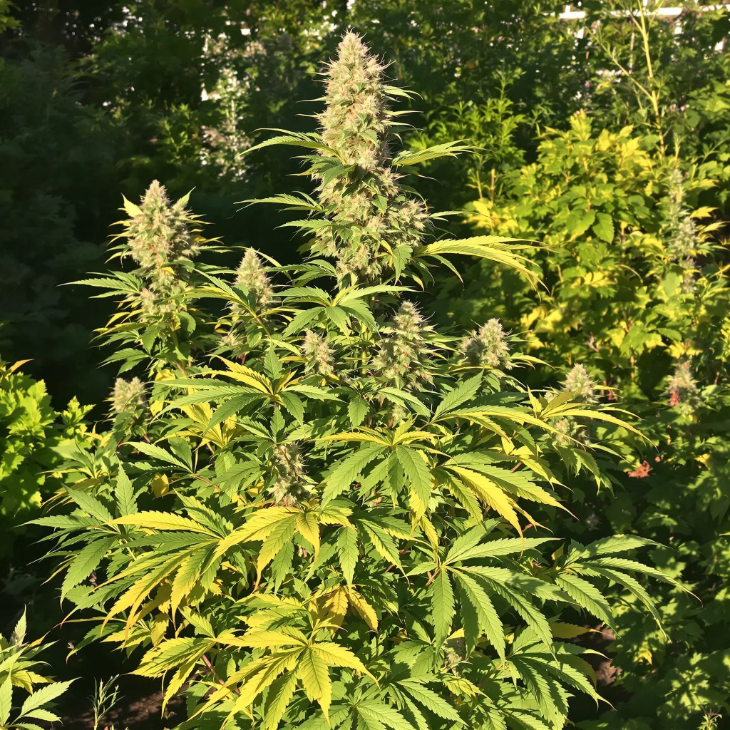 Mean Misty 35% Indica / 65% Sativa — Blüte mit sichtbaren Trichomen