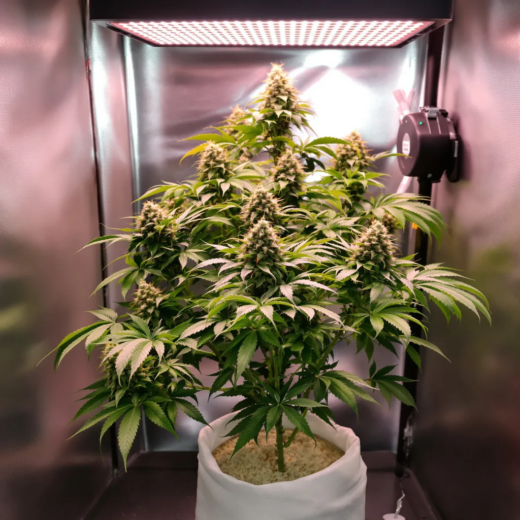 Meat Breath 83% Indica / 17% Sativa — Blüte mit sichtbaren Trichomen