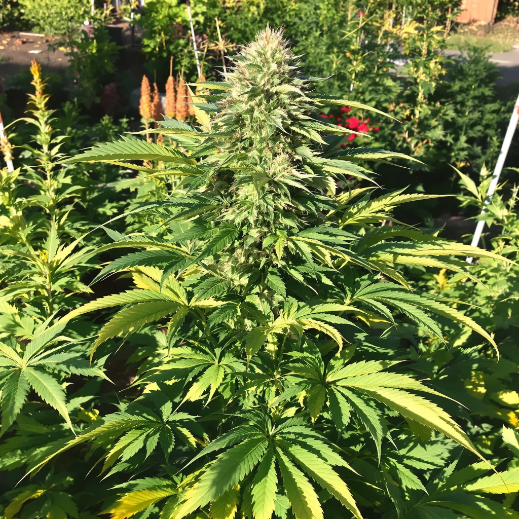 Meat Breath 83% Indica / 17% Sativa — Blüte mit sichtbaren Trichomen