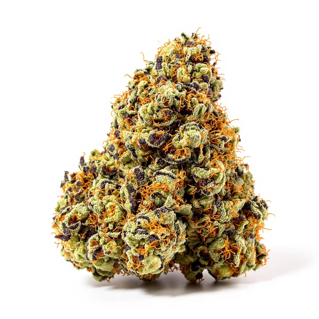 Meat Breath 83% Indica / 17% Sativa — Blüte mit sichtbaren Trichomen