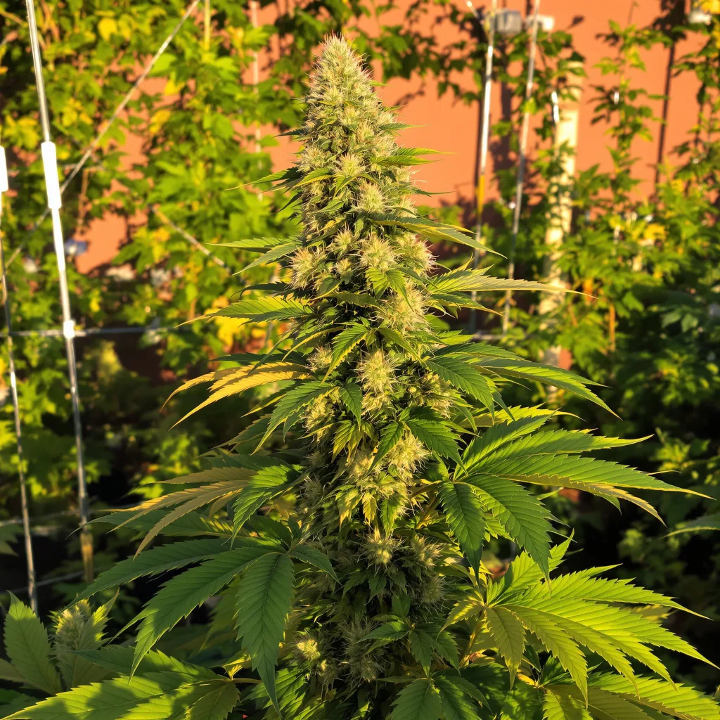 Merlot OG 35% Indica / 65% Sativa — Blüte mit sichtbaren Trichomen