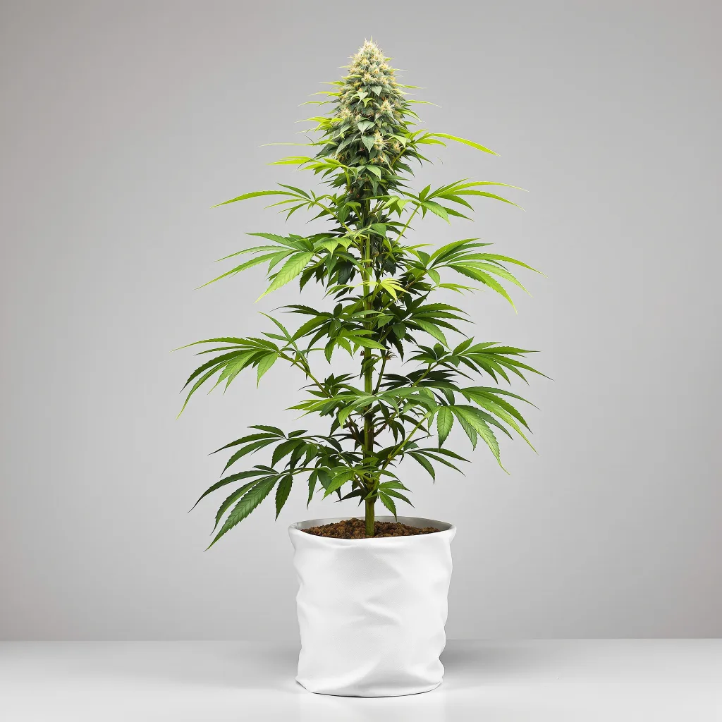 Millennium Cannabisblüte Nahaufnahme mit ausgewogene Blütenstruktur mit eisigen Trichomen