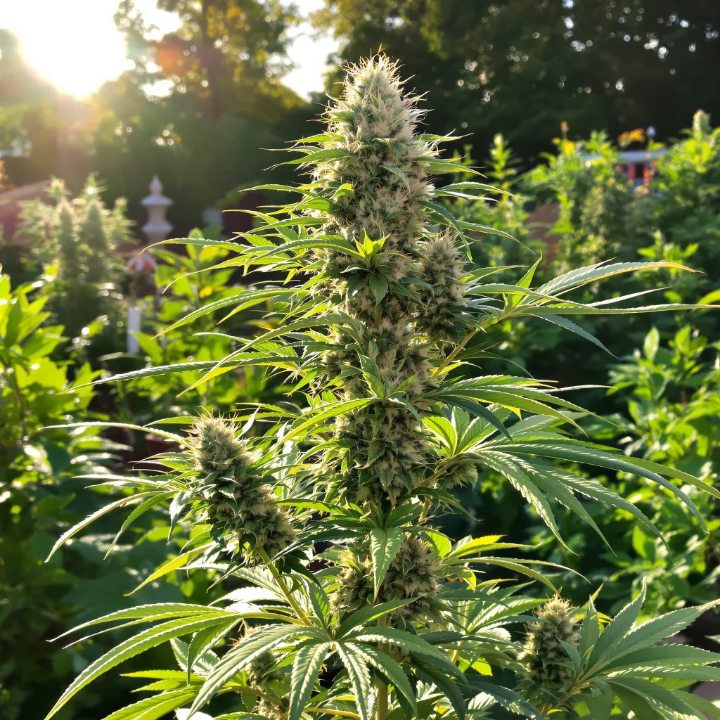 Millennium 48% Indica / 52% Sativa — Blüte mit sichtbaren Trichomen