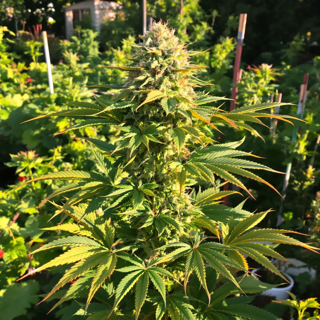 Mimosa 70% Indica / 50% Sativa — Blüte mit sichtbaren Trichomen
