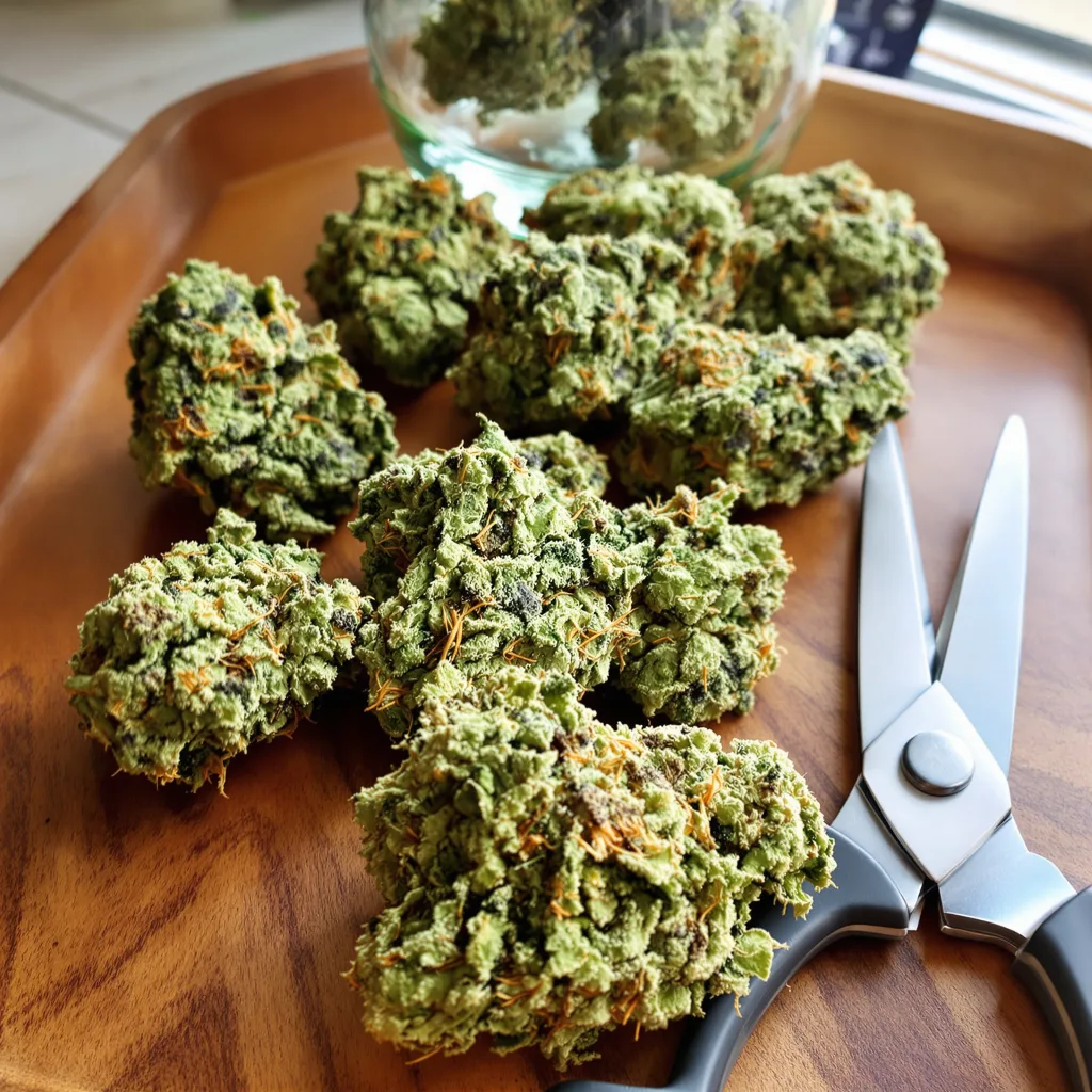 Mob Boss 40% Indica / 60% Sativa — Blüte mit sichtbaren Trichomen