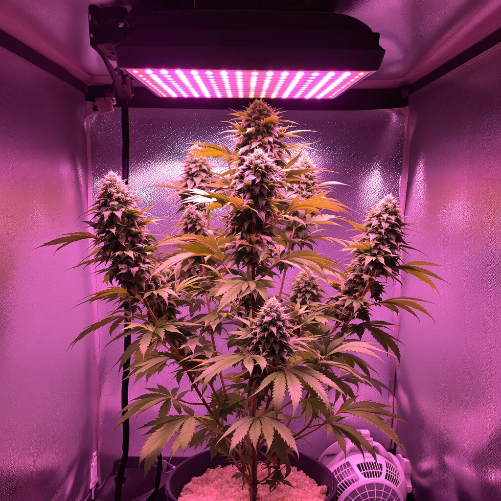 Mob Boss 40% Indica / 60% Sativa — Blüte mit sichtbaren Trichomen