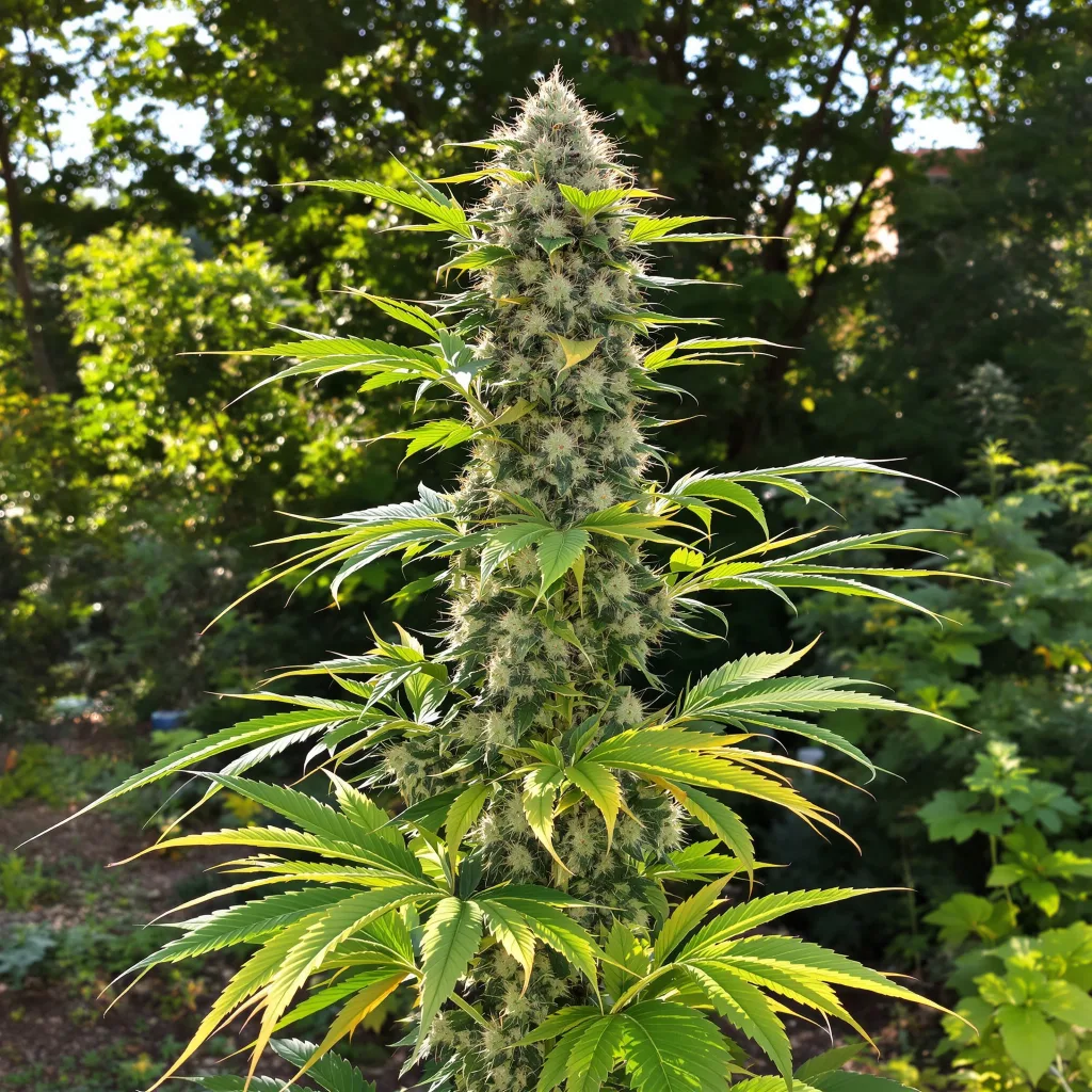 Mob Boss 40% Indica / 60% Sativa — Blüte mit sichtbaren Trichomen