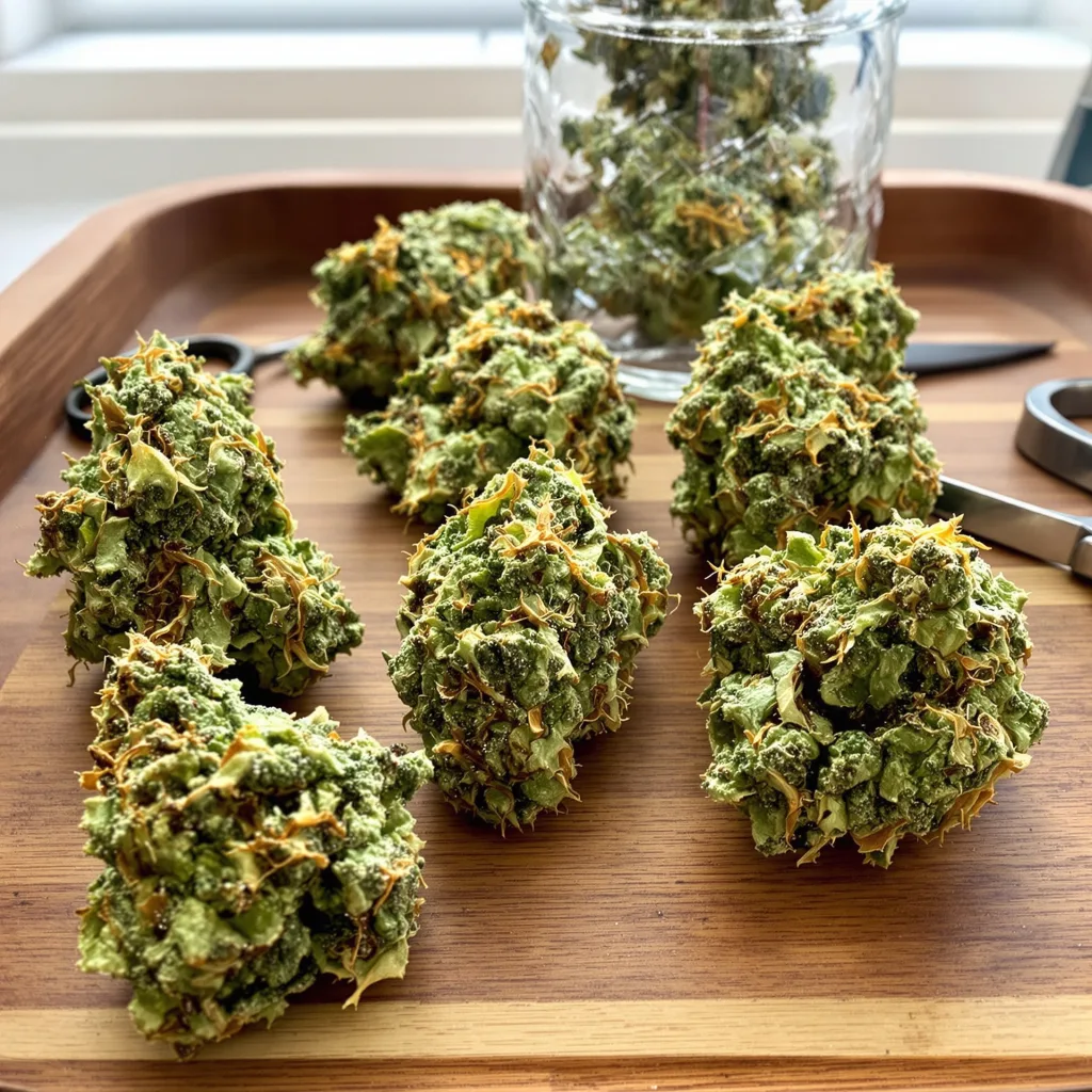 Moby Dick 25% Indica / 75% Sativa — Blüte mit sichtbaren Trichomen