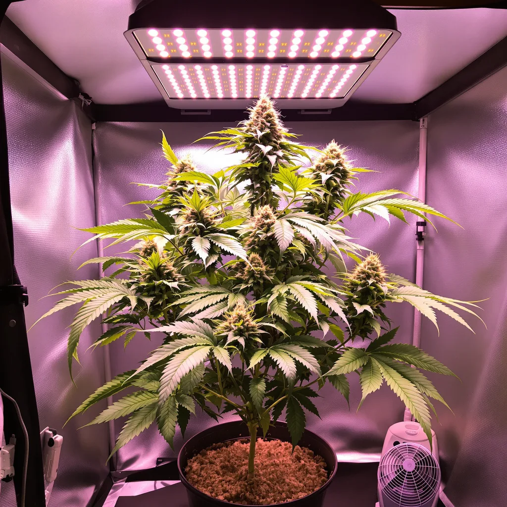Molokai Frost 82% Indica / 18% Sativa — Blüte mit sichtbaren Trichomen