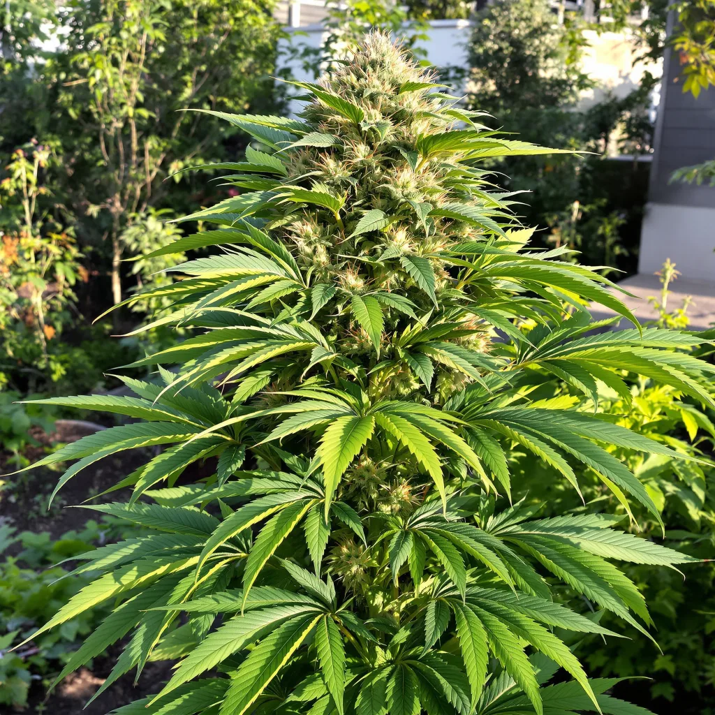Money Maker 87% Indica / 13% Sativa — Blüte mit sichtbaren Trichomen