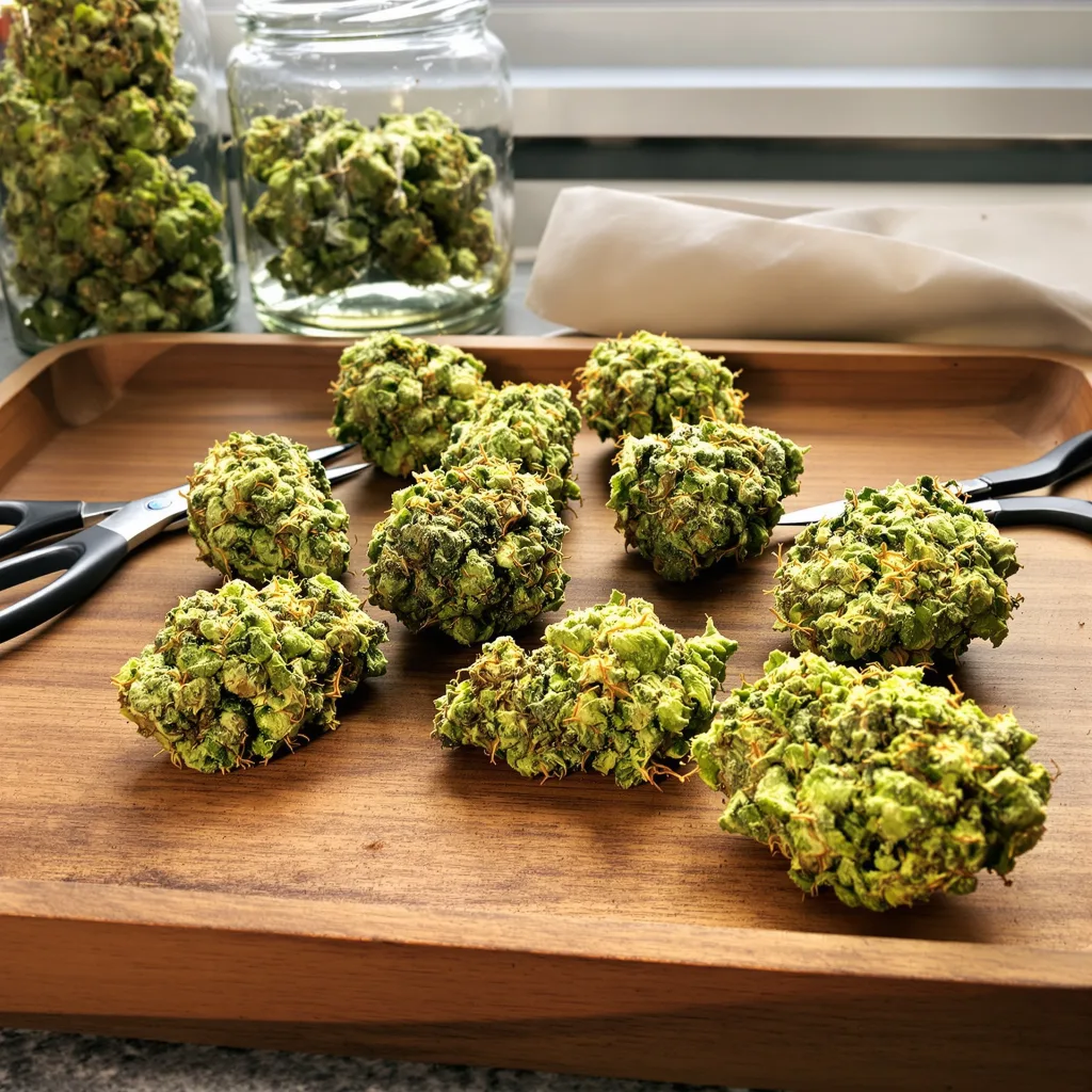 Moonshine Haze 14% Indica / 86% Sativa — Blüte mit sichtbaren Trichomen