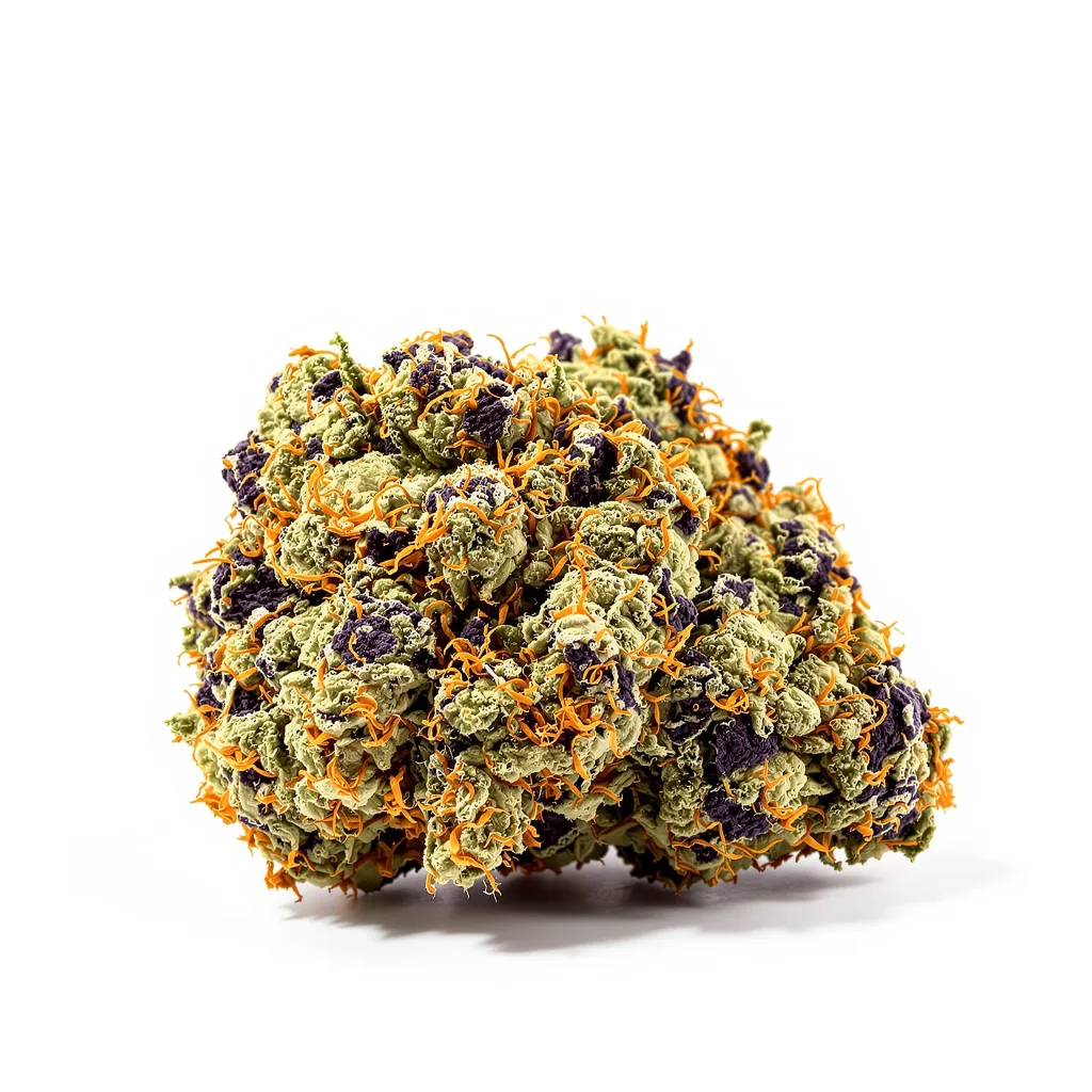 Mother of Berries 82% Indica / 18% Sativa — Blüte mit sichtbaren Trichomen