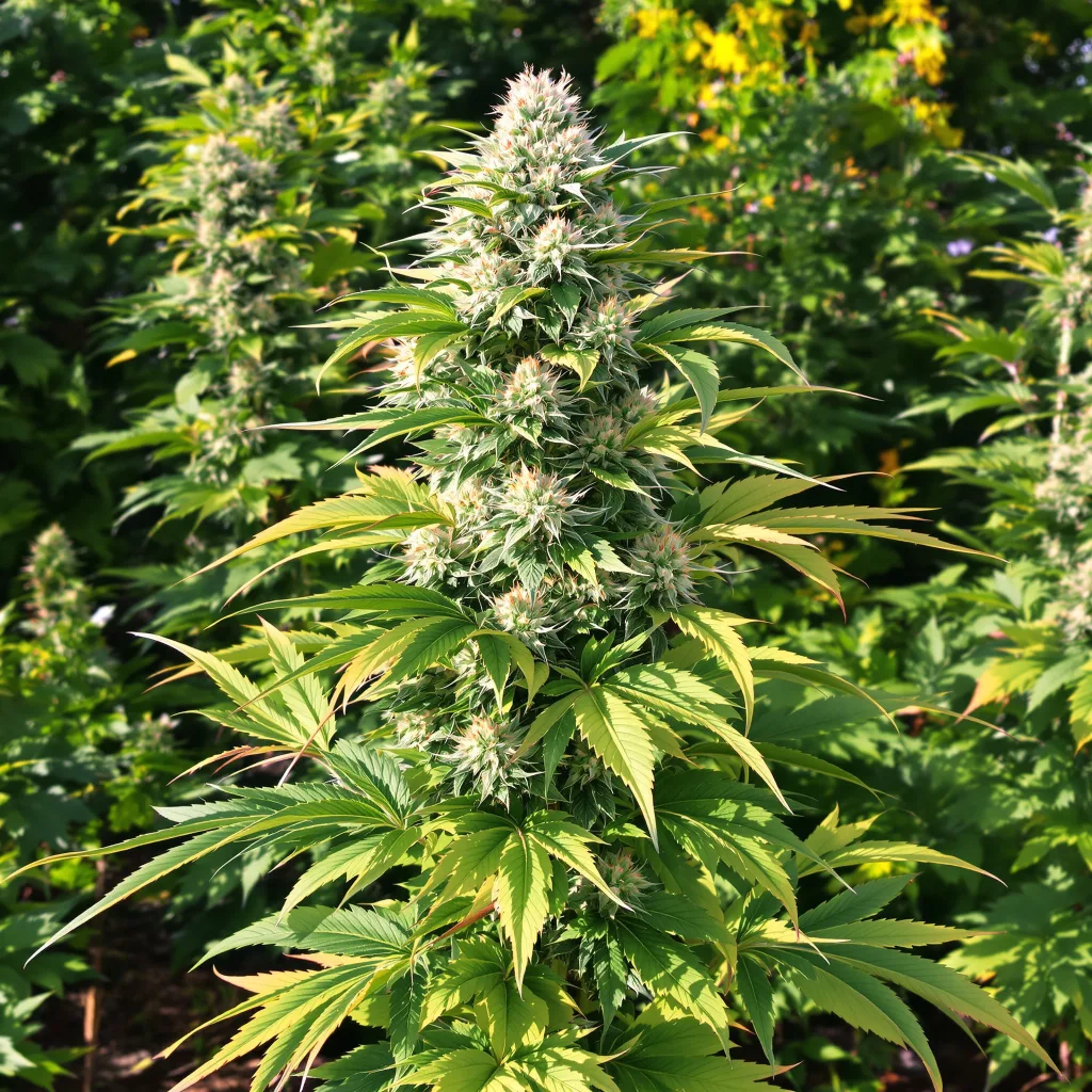 Mr. Tusk 60% Indica / 40% Sativa — Blüte mit sichtbaren Trichomen