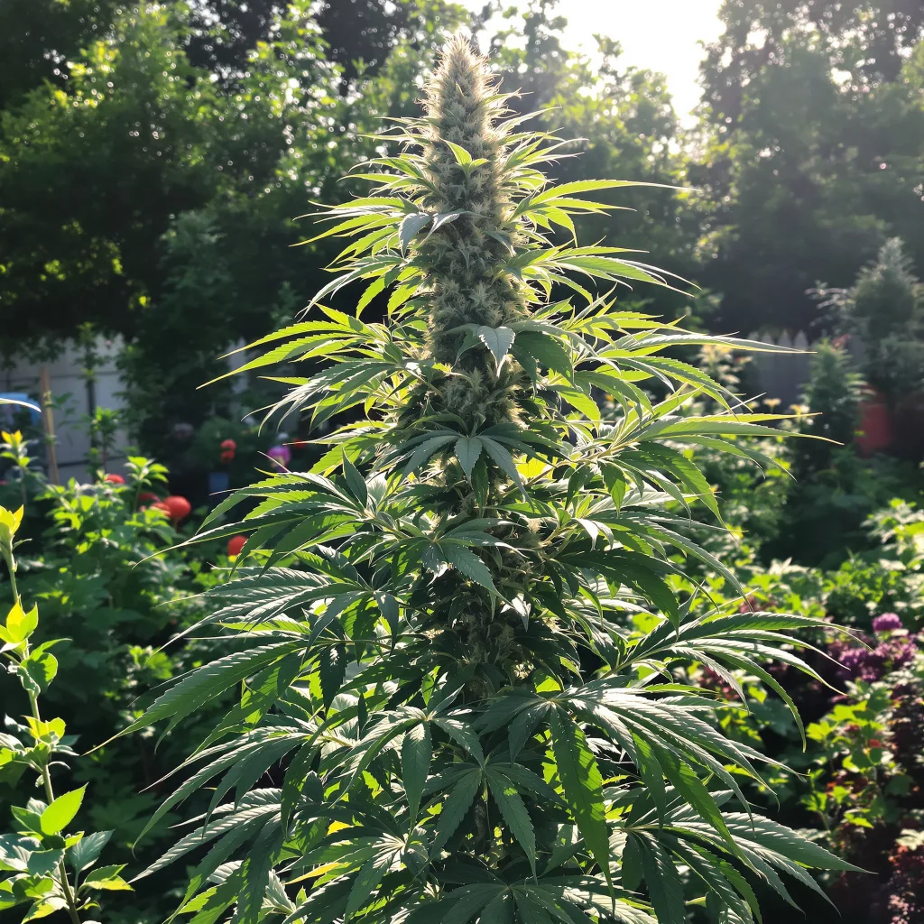 Neville's Haze 20% Indica / 80% Sativa — Blüte mit sichtbaren Trichomen