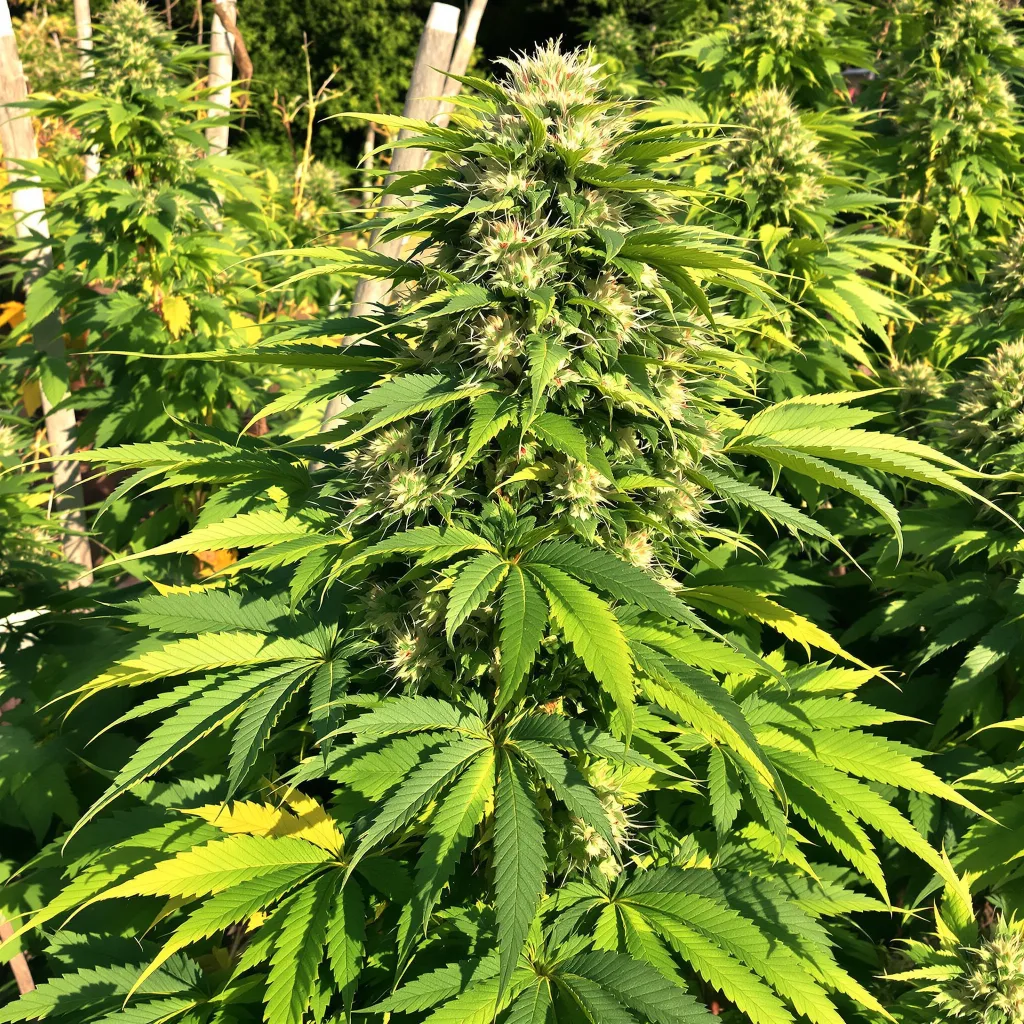 New Glue 80% Indica / 20% Sativa — Blüte mit sichtbaren Trichomen