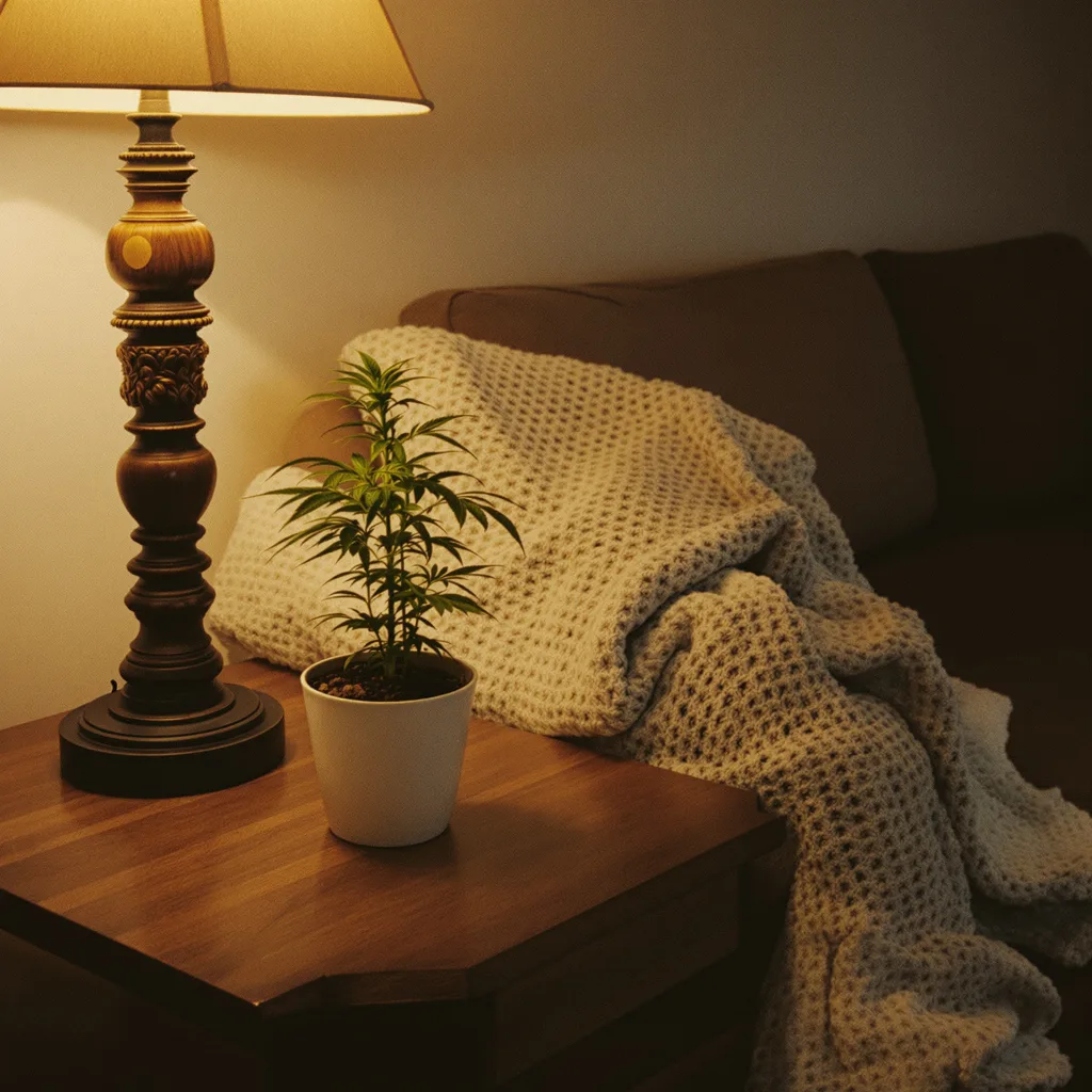 Night Terror OG 75% Indica / 25% Sativa — Blüte mit sichtbaren Trichomen