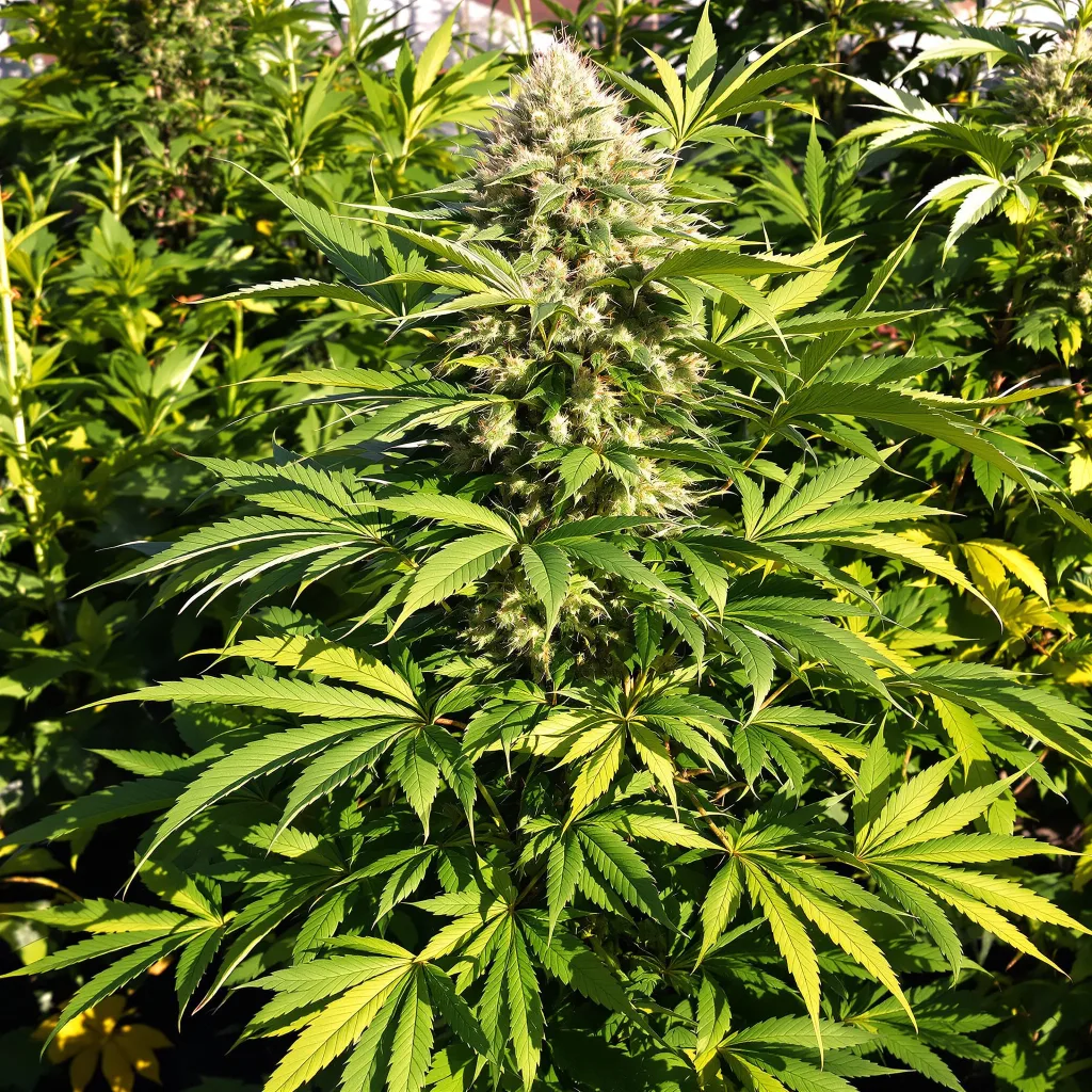 Night Terror OG 75% Indica / 25% Sativa — Blüte mit sichtbaren Trichomen