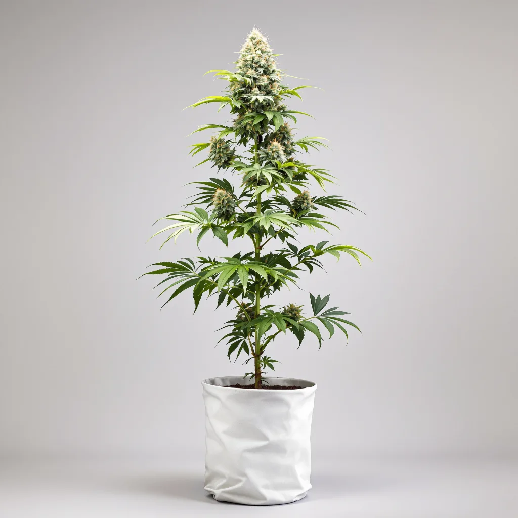 Night Train Cannabisblüte Nahaufnahme mit ausgewogene Blütenstruktur mit eisigen Trichomen