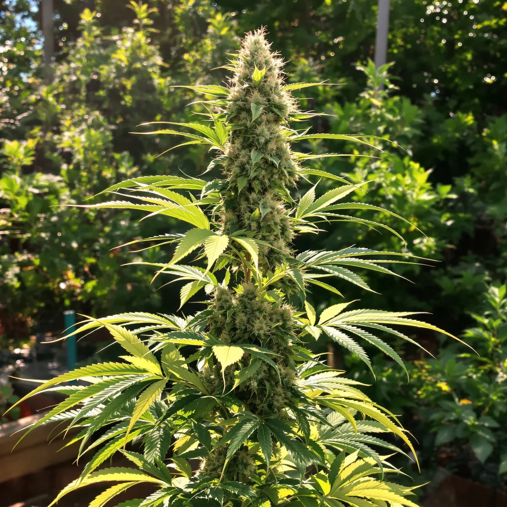 Night Train 54% Indica / 46% Sativa — Blüte mit sichtbaren Trichomen