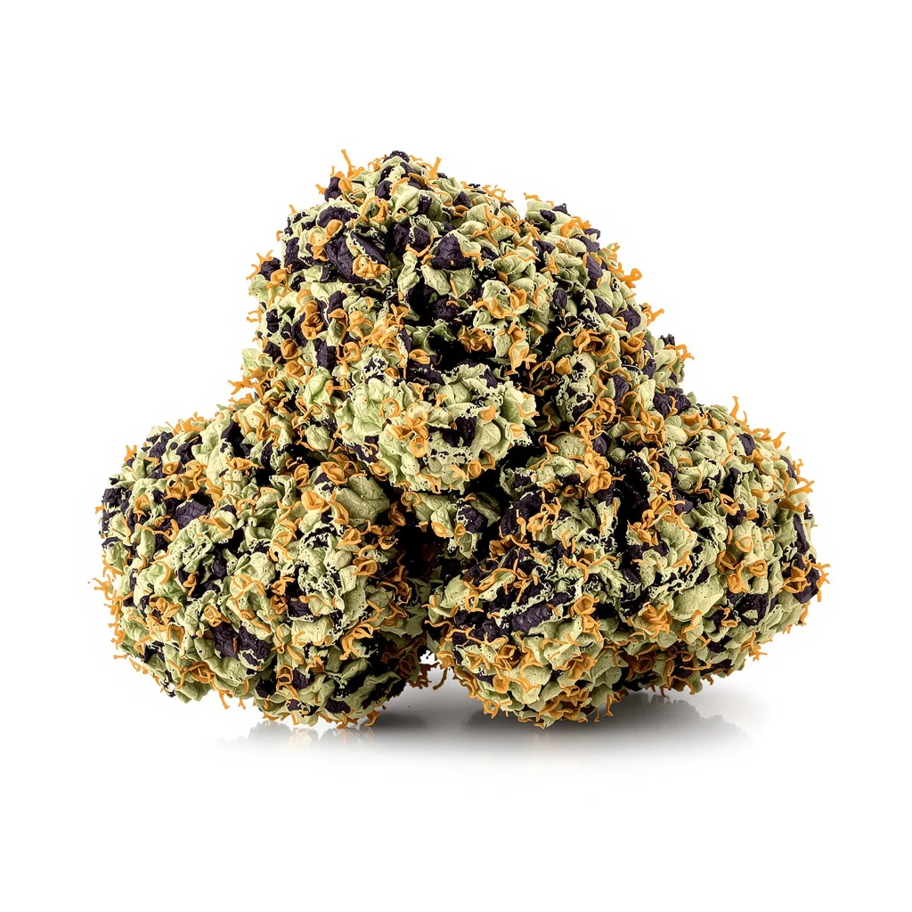 North American 78% Indica / 22% Sativa — Blüte mit sichtbaren Trichomen
