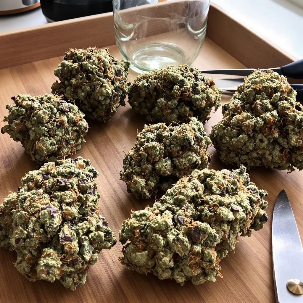 Northern Sunrise 89% Indica / 11% Sativa — Blüte mit sichtbaren Trichomen