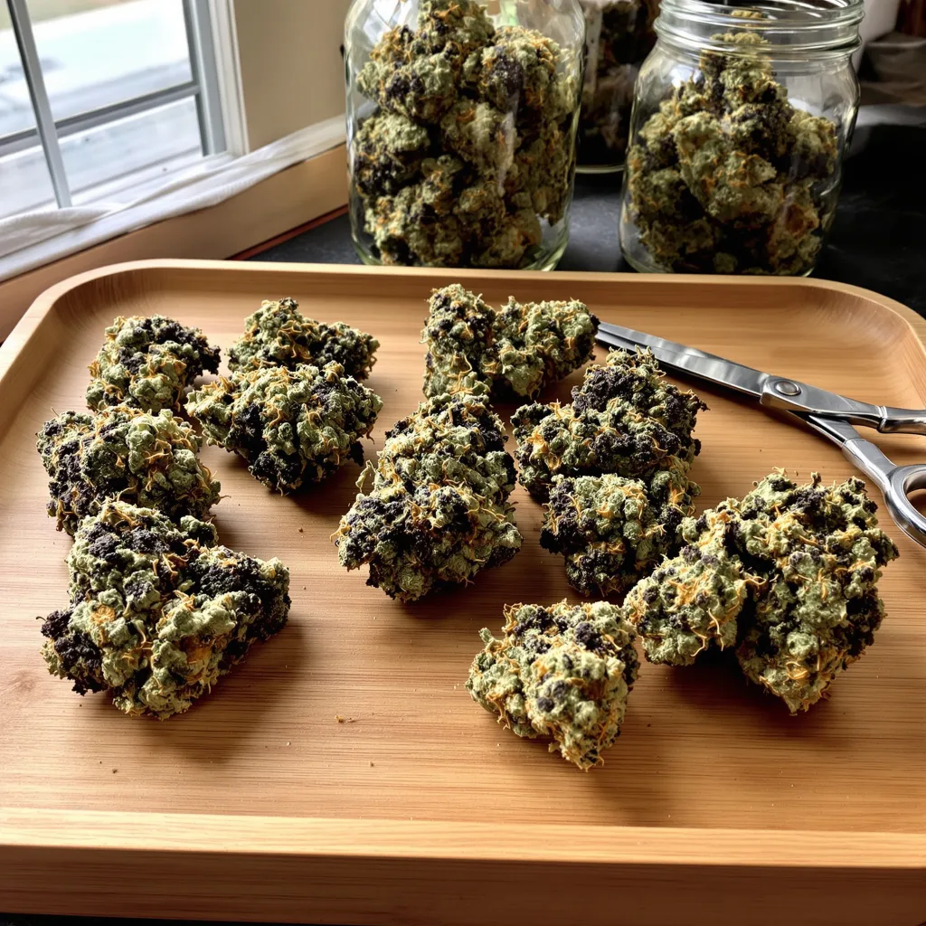 Northern Wreck 75% Indica / 25% Sativa — Blüte mit sichtbaren Trichomen