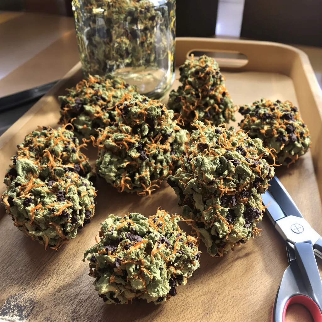 Nutter 65% Indica / 35% Sativa — Blüte mit sichtbaren Trichomen