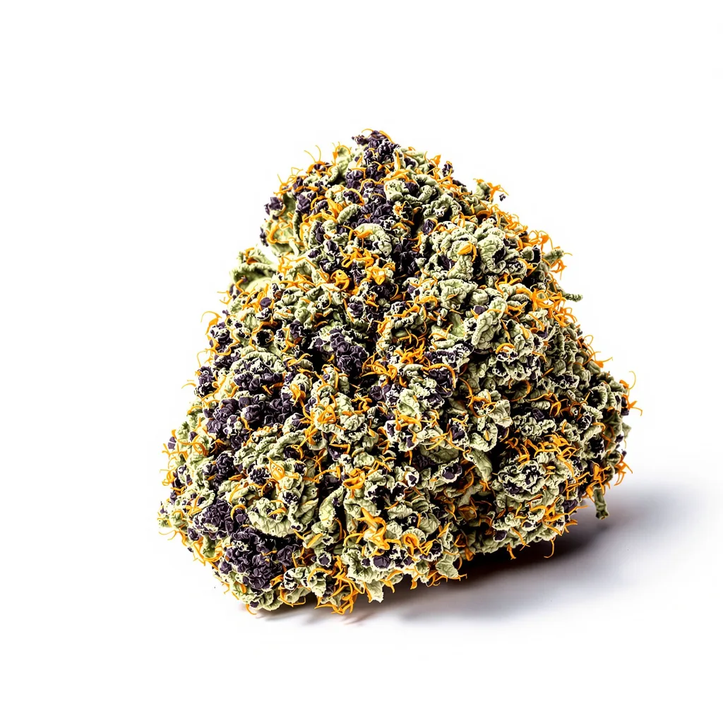 Nutter 65% Indica / 35% Sativa — Blüte mit sichtbaren Trichomen