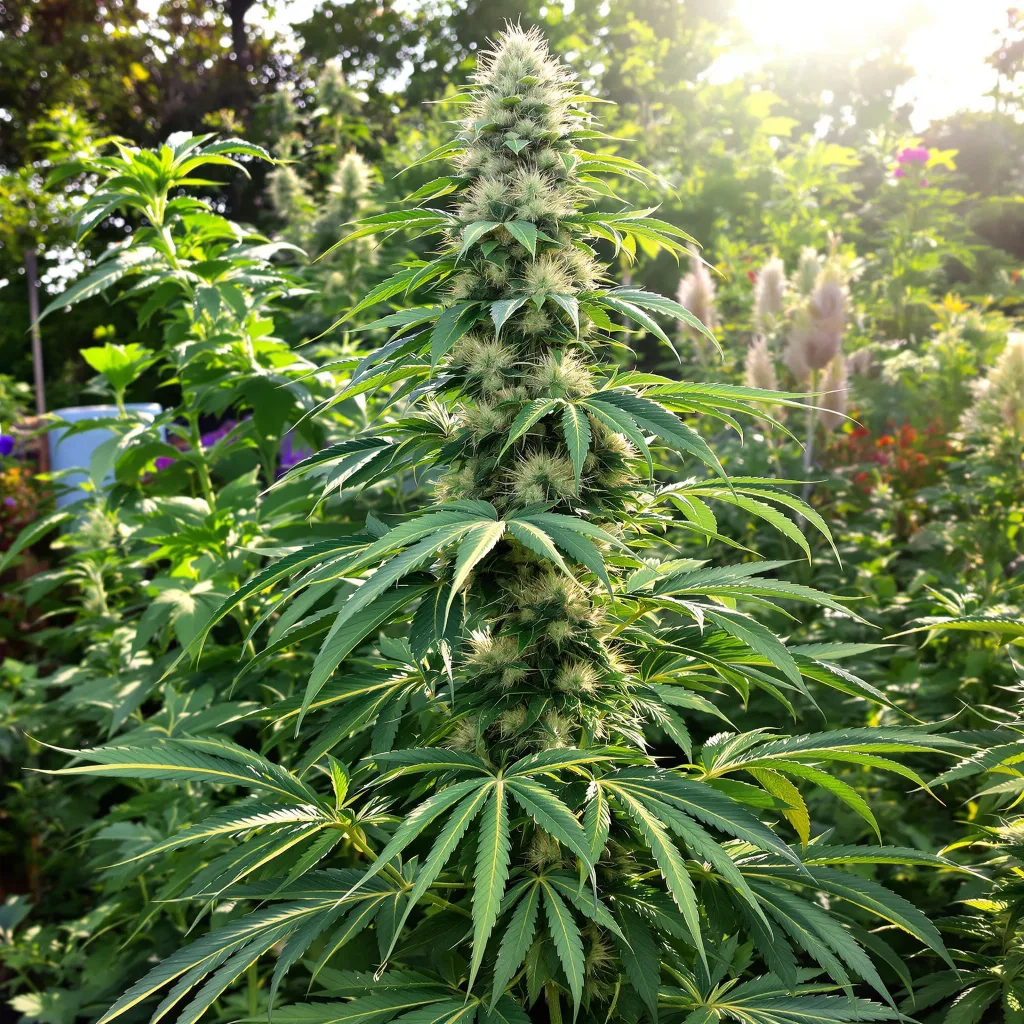 OG Chem 30% Indica / 70% Sativa — Blüte mit sichtbaren Trichomen