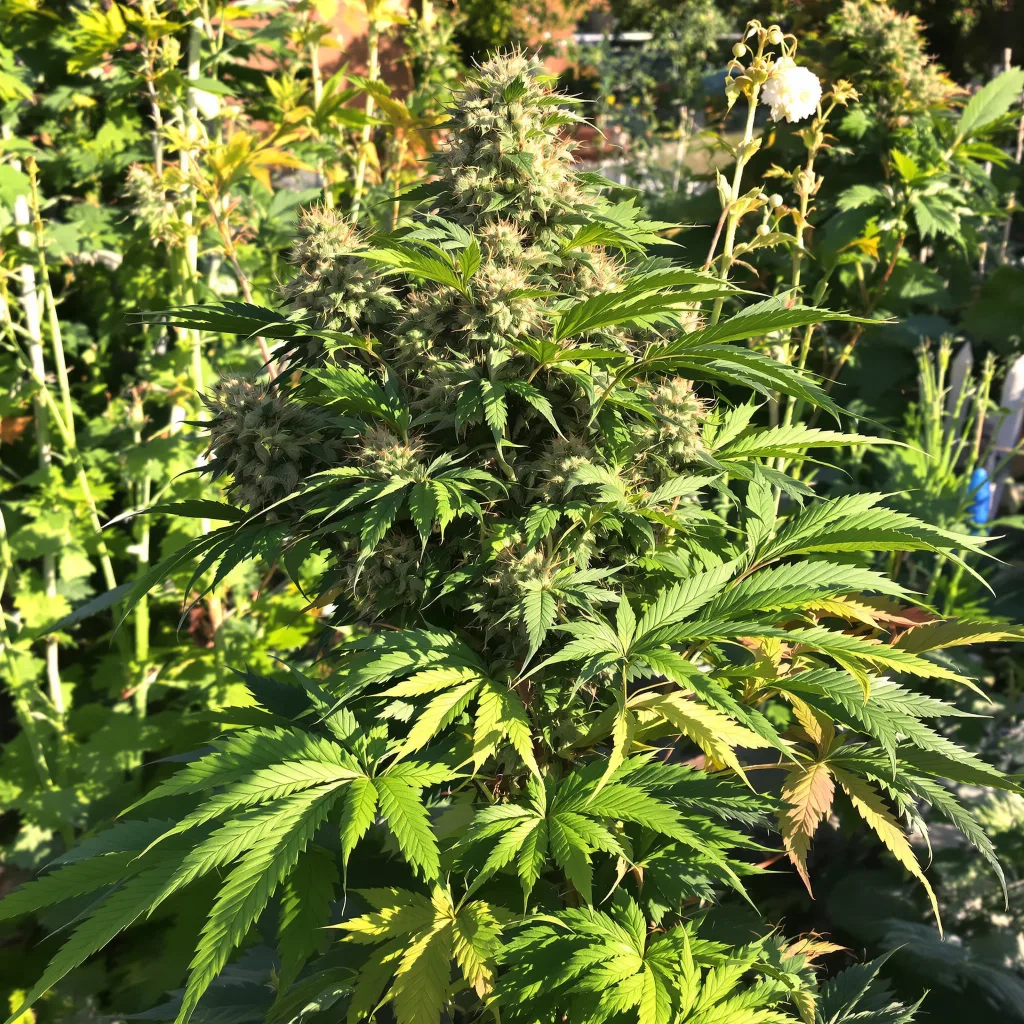 OG Los Angeles Kush 69% Indica / 31% Sativa — Blüte mit sichtbaren Trichomen