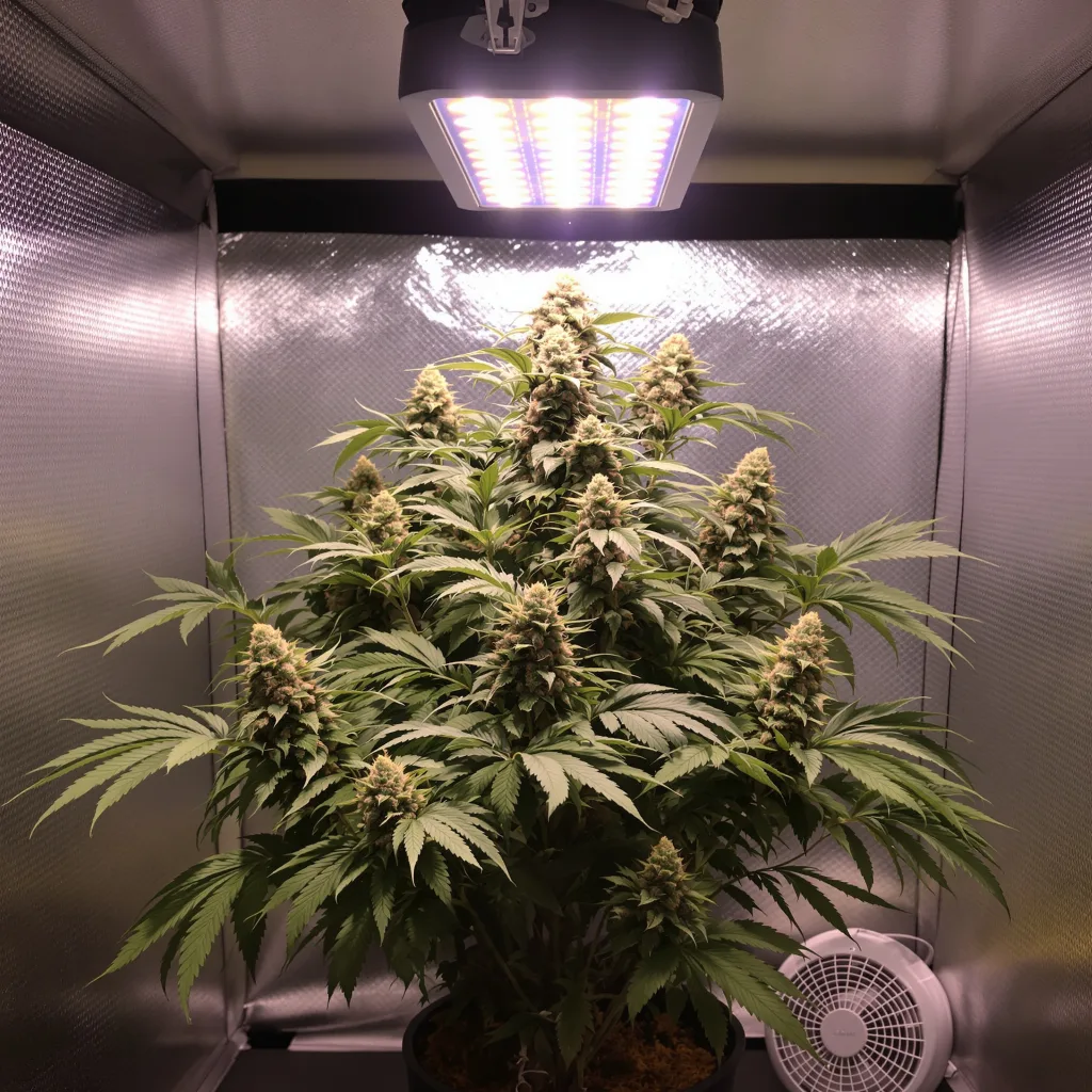 OG’s Pearl 73% Indica / 27% Sativa — Blüte mit sichtbaren Trichomen