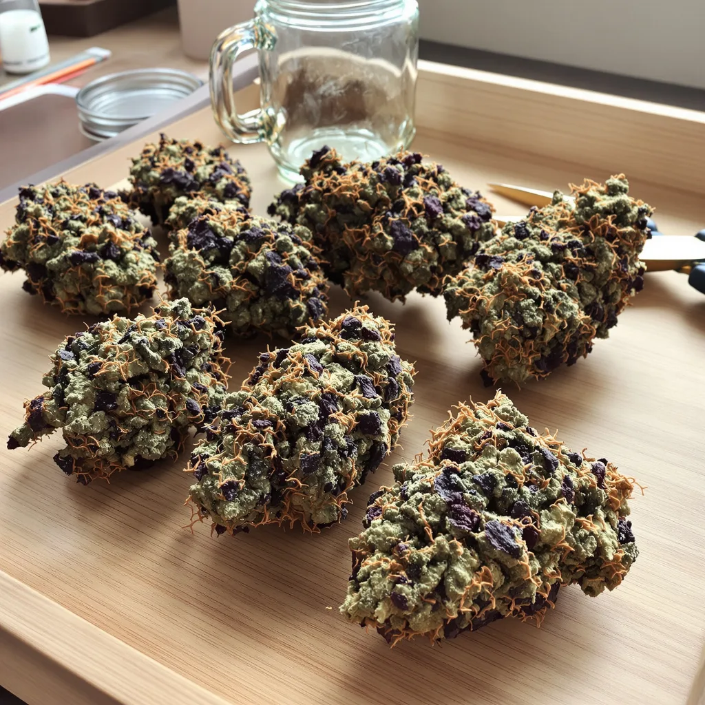 Old School OG 76% Indica / 24% Sativa — Blüte mit sichtbaren Trichomen