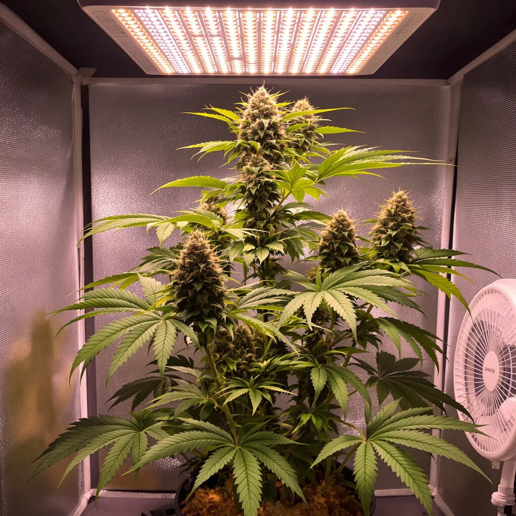 Old School OG 76% Indica / 24% Sativa — Blüte mit sichtbaren Trichomen