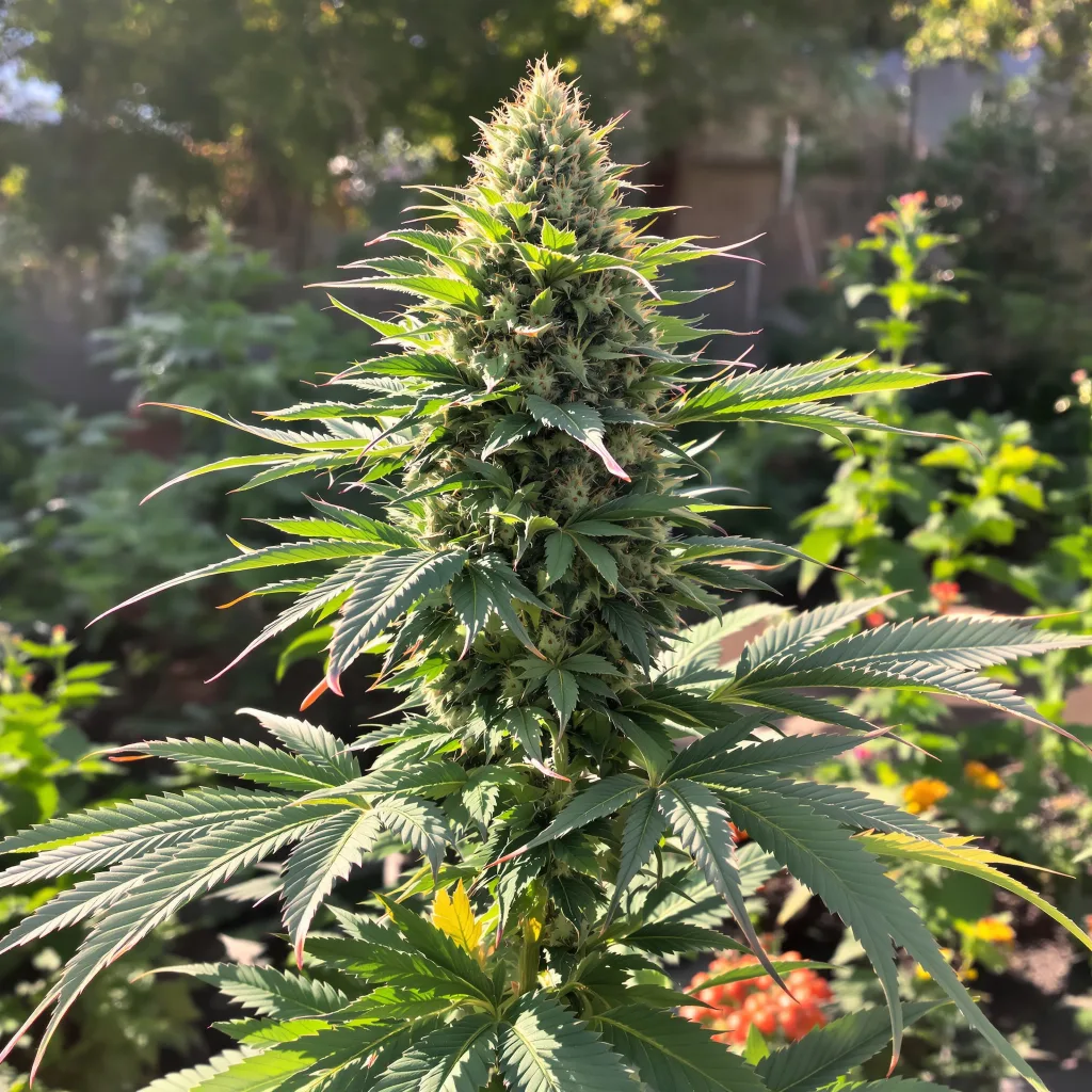 Opal OG Kush 80% Indica / 20% Sativa — Blüte mit sichtbaren Trichomen