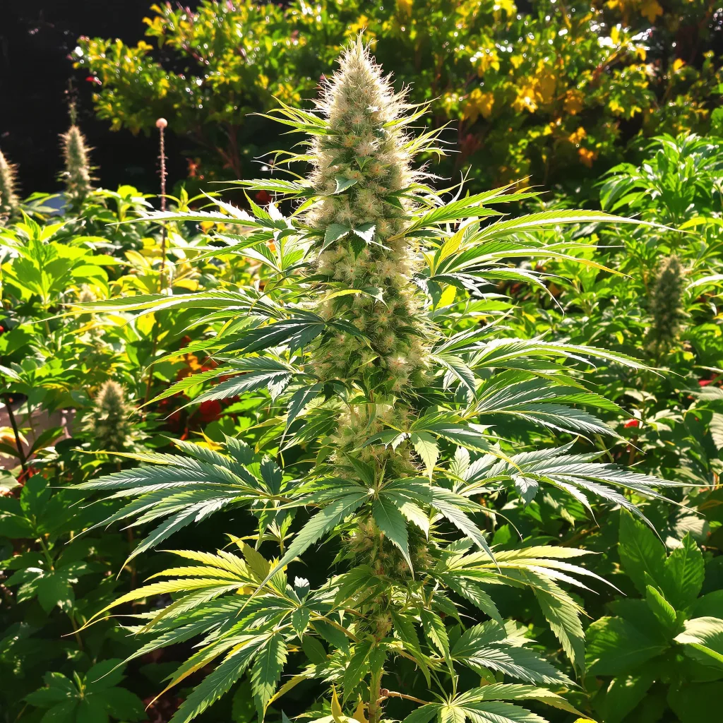 Opium 62% Indica / 38% Sativa — Blüte mit sichtbaren Trichomen