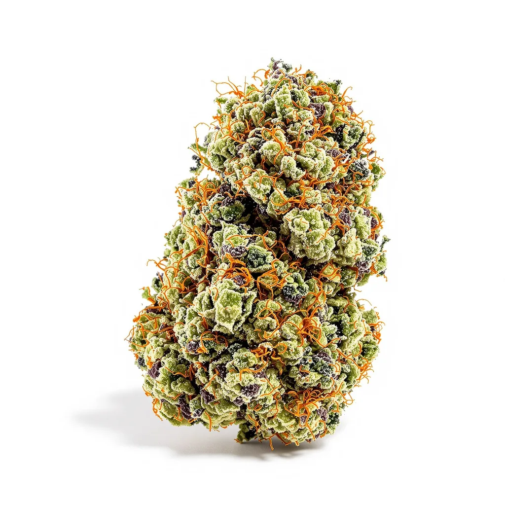 Opium 62% Indica / 38% Sativa — Blüte mit sichtbaren Trichomen