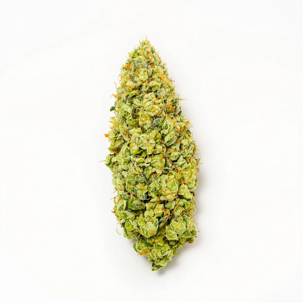 Orange Crush 20% Indica / 80% Sativa — Blüte mit sichtbaren Trichomen