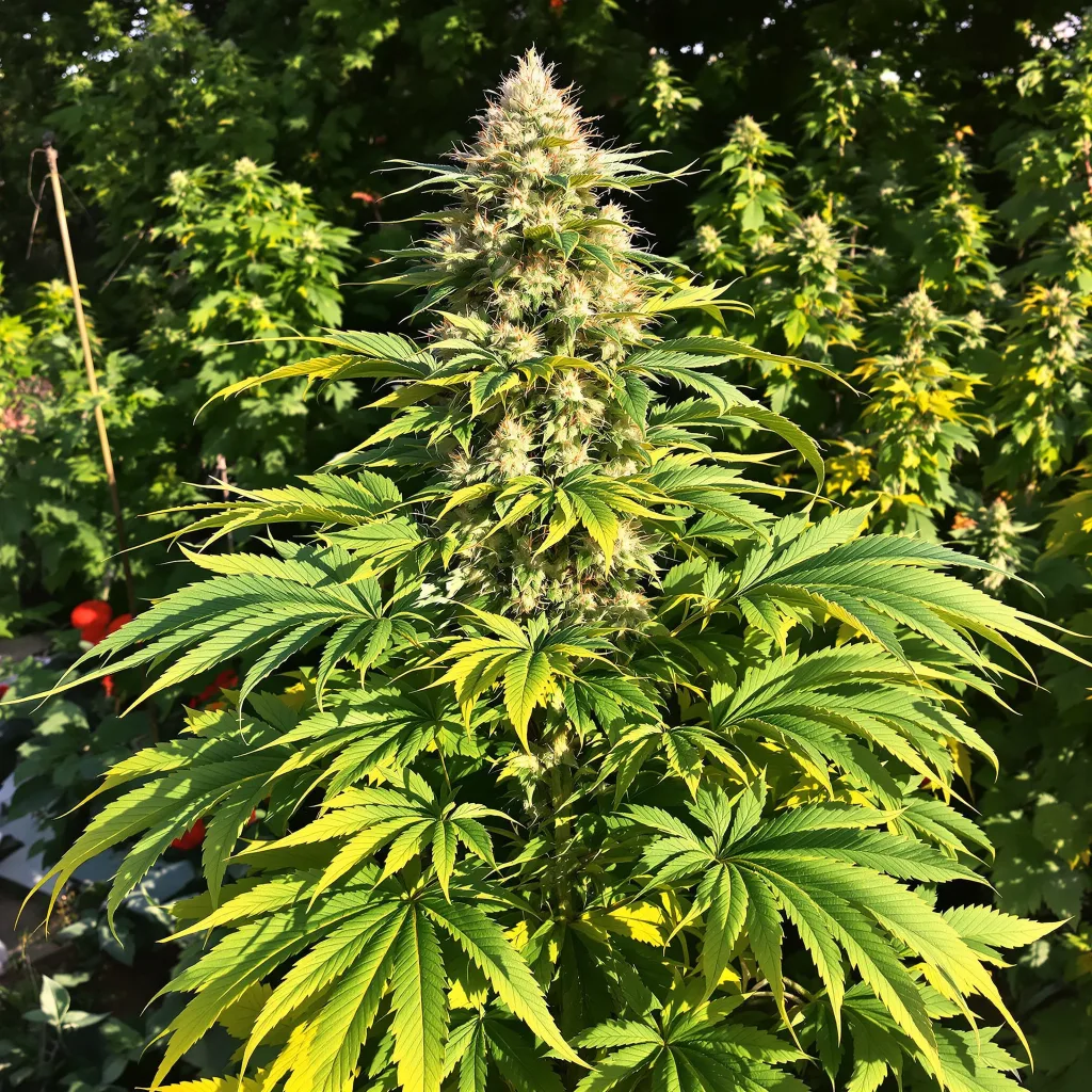 Orange Kush Cake 72% Indica / 28% Sativa — Blüte mit sichtbaren Trichomen