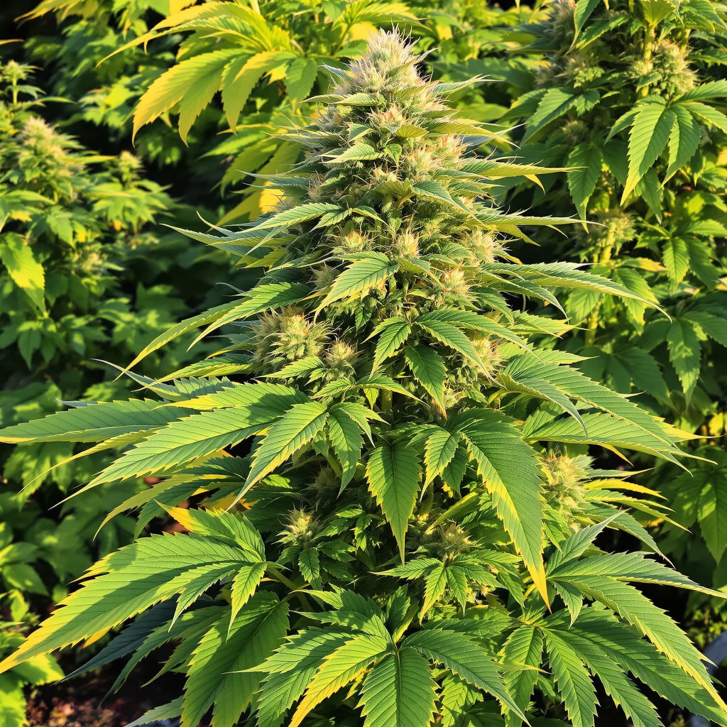 Oregon Diesel 90% Indica / 10% Sativa — Blüte mit sichtbaren Trichomen