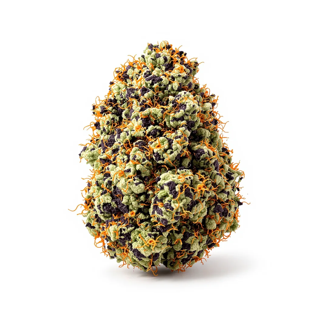 Oregon Diesel 90% Indica / 10% Sativa — Blüte mit sichtbaren Trichomen