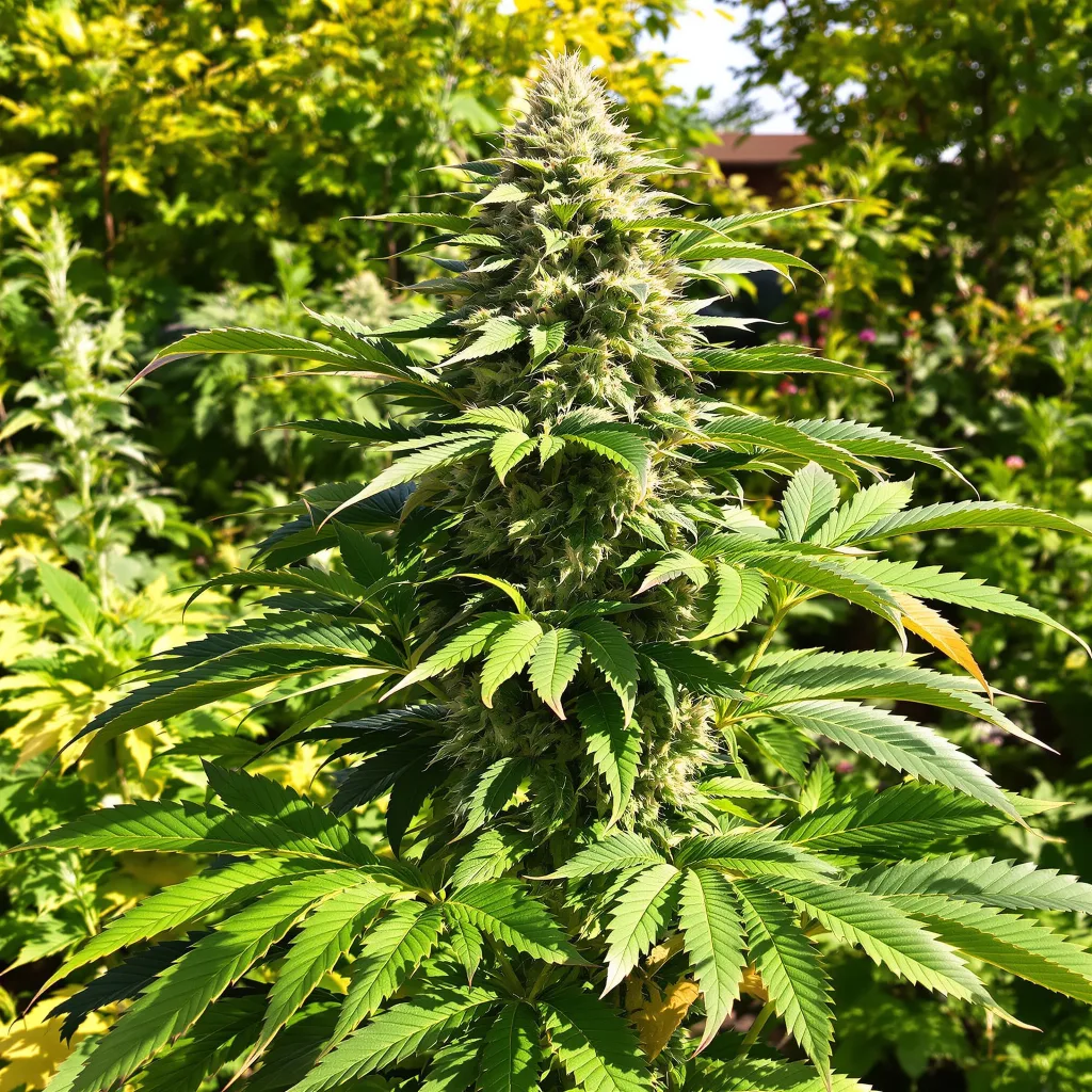 P-51 86% Indica / 14% Sativa — Blüte mit sichtbaren Trichomen