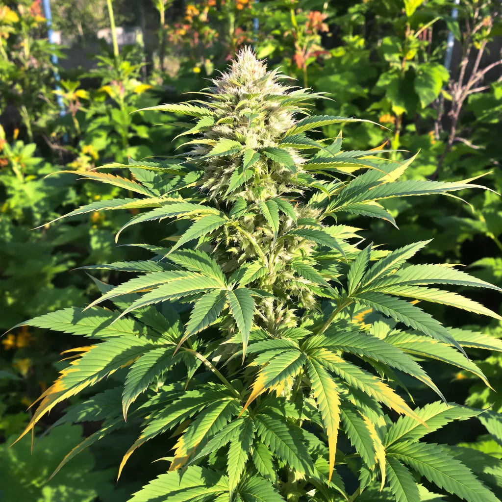 Pacific Blue 78% Indica / 22% Sativa — Blüte mit sichtbaren Trichomen