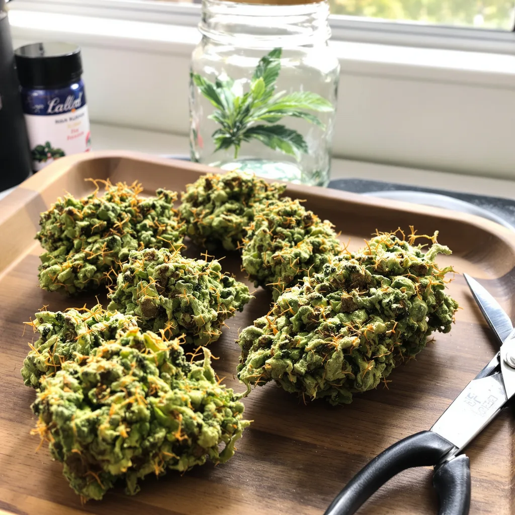 Painkiller XL 25% Indica / 75% Sativa — Blüte mit sichtbaren Trichomen