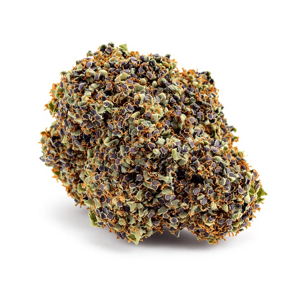 Pamelina 79% Indica / 21% Sativa — Blüte mit sichtbaren Trichomen